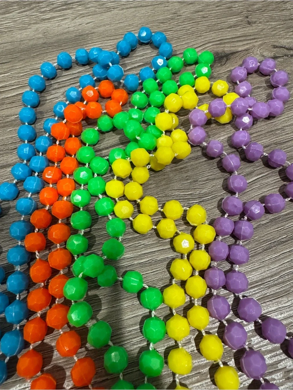 5 Colorful Party Bead Necklace Set - Rainbow Colors - Good Condition
